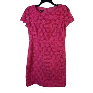 Talbots Size‎ 10 Petite Larosa Pink Lace Crochet Sheath Dress 60's Style Chic